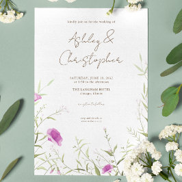Invitación Elegante Boda Moderno de Flor Silvestre Blanco y B