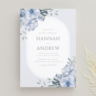 Invitación Elegante Boda moderno de flores azules
