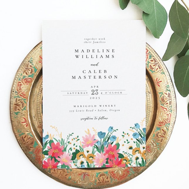 Invitación Elegante Boda moderno de flores silvestres (Subido por el creador)