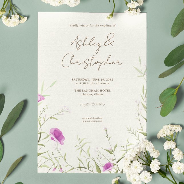 Invitación Elegante Boda moderno de flores silvestres fuera d (Subido por el creador)