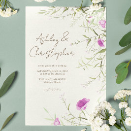 Invitación Elegante Boda moderno de flores silvestres fuera d