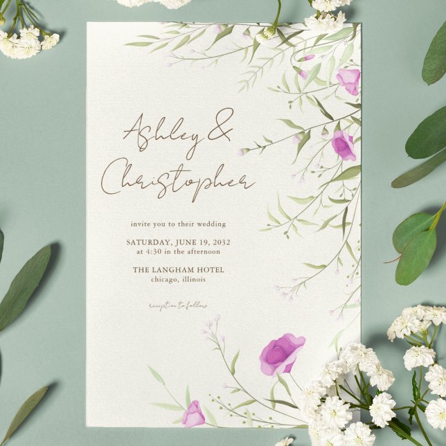 Invitación Elegante Boda moderno de flores silvestres fuera d (Subido por el creador)