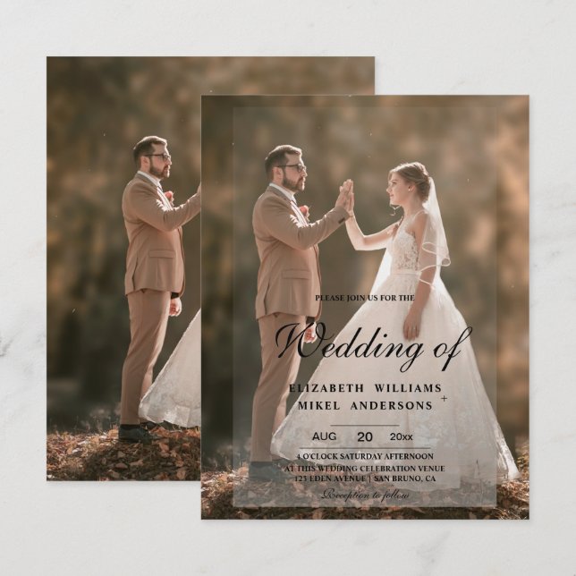 Invitación Elegante Boda moderno de foto delantera y trasera (Anverso / Reverso)