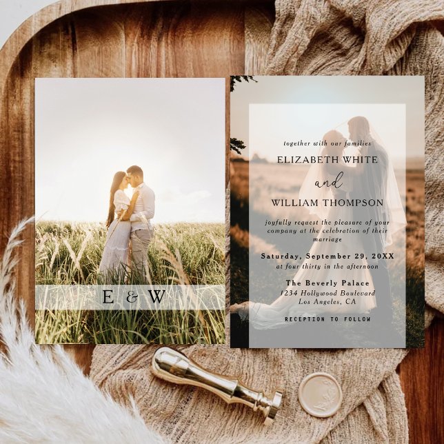 Invitación Elegante Boda moderno de fotografía superpuesta (Subido por el creador)