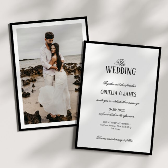 Invitación Elegante Boda moderno de fotografías en blanco y n (Subido por el creador)