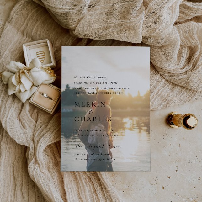Invitación Elegante Boda moderno de fotos en blanco y negro (Subido por el creador)