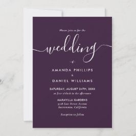 Invitación Elegante Boda moderno de fotos moradas