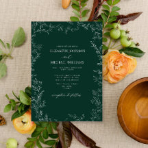 Elegante Boda moderno de hoja mínima verde esmeral