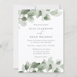 Invitación Elegante Boda moderno de hojas verdes