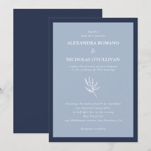 Invitación Elegante Boda moderno de la Marina Azul
