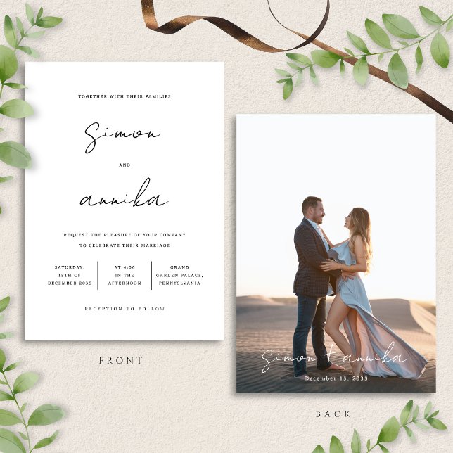 Invitación Elegante Boda moderno de letra de escritura a mano (Subido por el creador)
