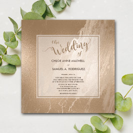 Invitación Elegante Boda moderno de mármol de oro antiguo