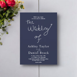 Invitación Elegante Boda moderno de Moda blanca azul de la Ma