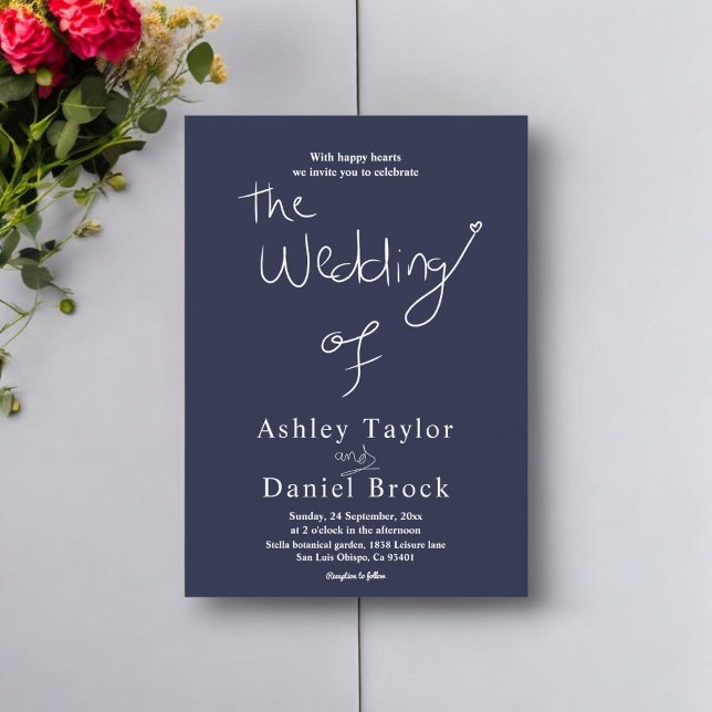 Invitación Elegante Boda moderno de Moda blanca azul de la Ma (Subido por el creador)