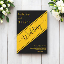 Elegante Boda Moderno De Moda Negra Y Oro De Lujo