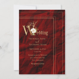 Invitación Elegante Boda moderno de oro rojo