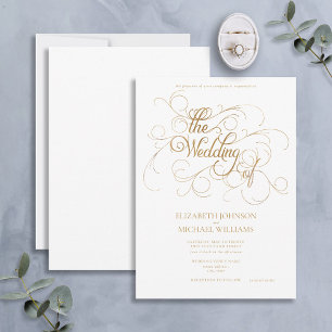 Invitación Elegante Boda moderno de oro y escritura blanca
