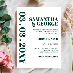 Invitación Elegante Boda moderno del Retro Verde Esmeralda