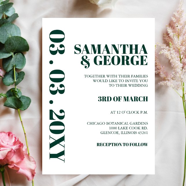 Invitación Elegante Boda moderno del Retro Verde Esmeralda (Subido por el creador)