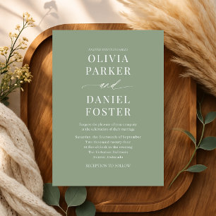 Invitación Elegante Boda moderno Minimalista verde sabio