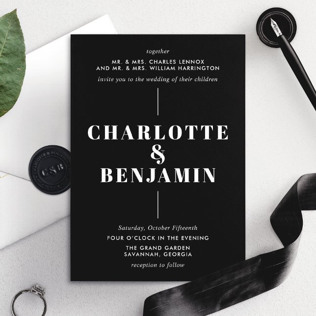 Invitación Elegante Boda Moderno, Negra Y Blanco (Subido por el creador)