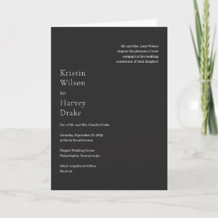 Invitación Elegante Boda moderno negro
