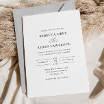 Invitación Elegante Boda moderno negro y blanco<br><div class="desc">Esta elegante Invitación a la Boda presenta un extenso guión de caligrafía de texto combinado con un elegante tipo de letra serif y sans modernos en negro; con un monograma de personalizable en la parte posterior. Elementos coincidentes disponibles.</div>