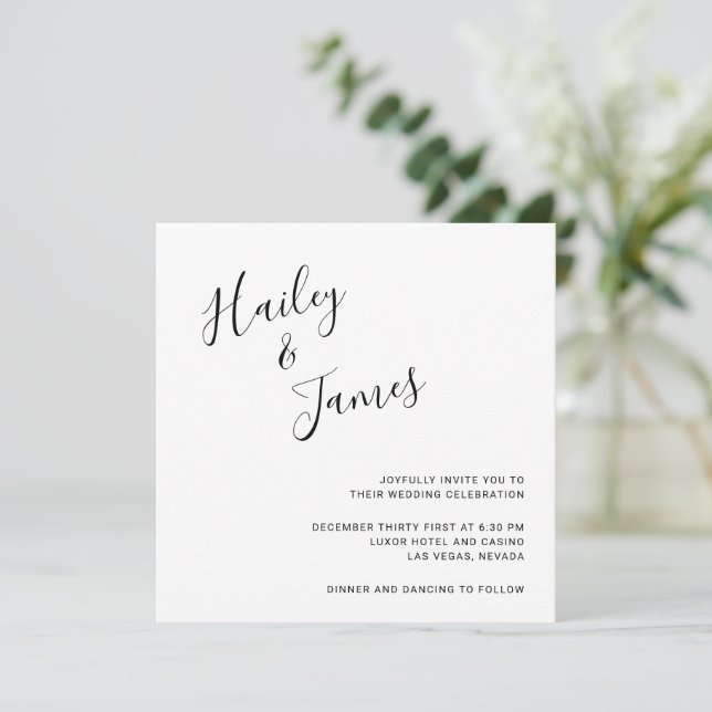 Invitación Elegante Boda moderno negro y blanco (Anverso de pie)