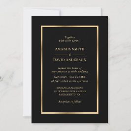 Invitación Elegante Boda moderno negro y oro