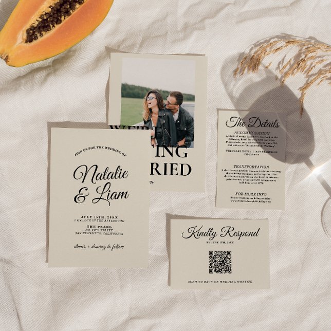 Invitación Elegante Boda moderno retro blanco y negro (Subido por el creador)