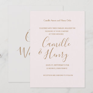 Invitación Elegante boda moderno rosa claro con escritura man