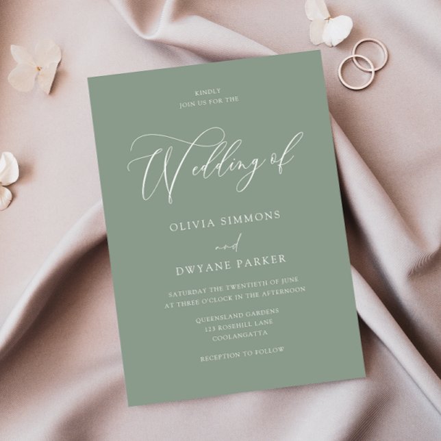 Invitación Elegante Boda moderno verde sabio (Subido por el creador)