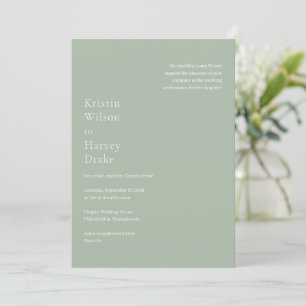 Invitación Elegante Boda moderno verde sabio