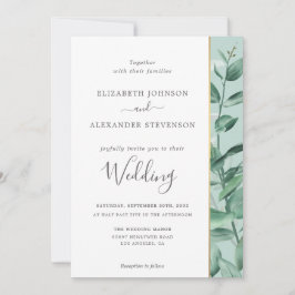Invitación Elegante boda moderno y sencillo de eucalipto