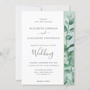 Invitación Elegante boda moderno y sencillo de eucalipto