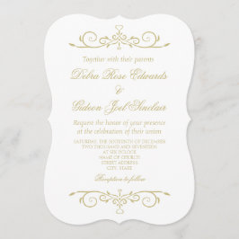 Invitación Elegante Boda Monograma Blanco y Oro