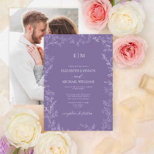 Invitación Elegante Boda Monograma de Fotografía de Lavanda