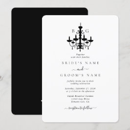 Invitación Elegante Boda Monograma de la lámpara de araña bla