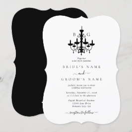 Invitación Elegante Boda Monograma de la lámpara de araña bla