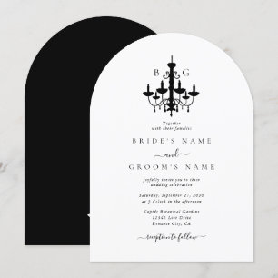 Invitación Elegante Boda Monograma de la lámpara de araña bla