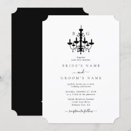 Invitación Elegante Boda Monograma de la lámpara de araña bla