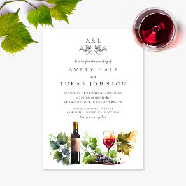 Invitación Elegante Boda Monograma Invierno acuarela