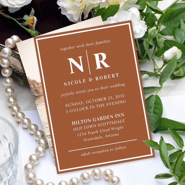 Invitación Elegante Boda Monograma Novia Y Groom Iniciales (Subido por el creador)