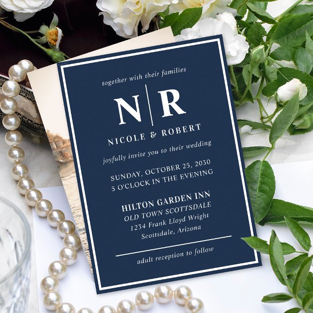 Invitación Elegante Boda Monograma Novia Y Groom Iniciales (Subido por el creador)