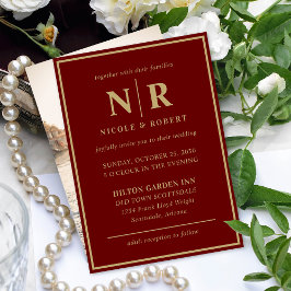 Invitación Elegante Boda Monograma Novia Y Groom Iniciales