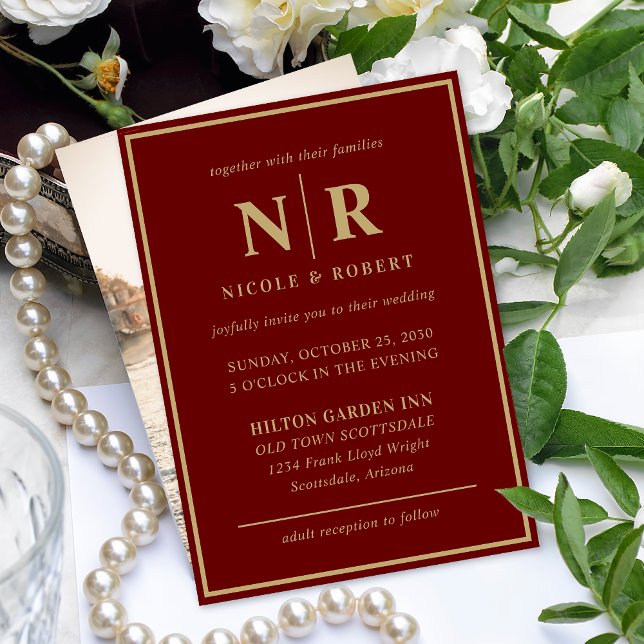 Invitación Elegante Boda Monograma Novia Y Groom Iniciales (Subido por el creador)