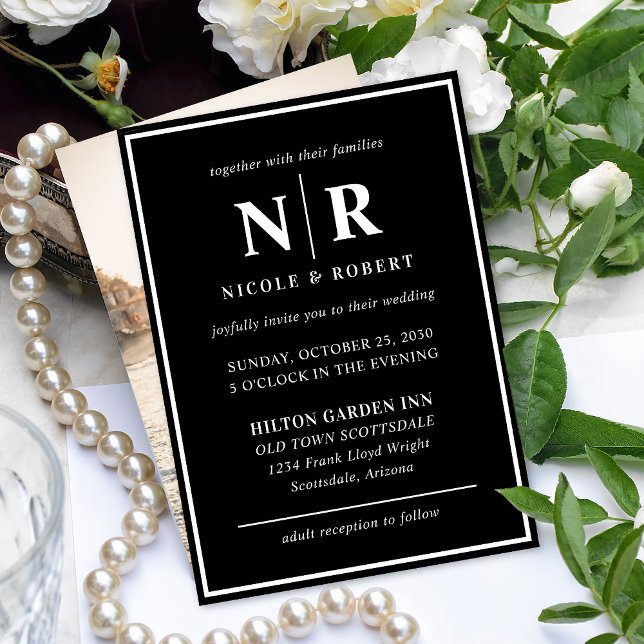 Invitación Elegante Boda Monograma Novia Y Groom Iniciales (Subido por el creador)