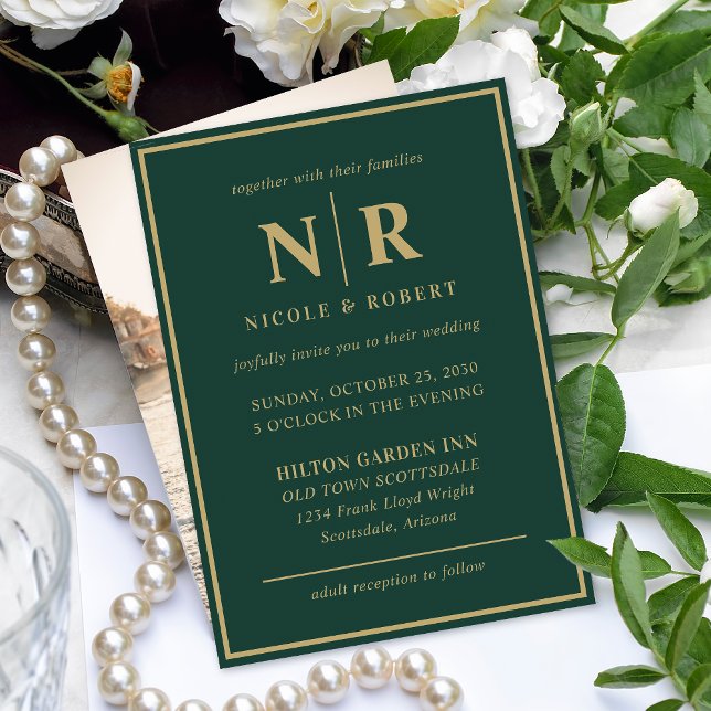 Invitación Elegante Boda Monograma Novia Y Groom Iniciales (Subido por el creador)
