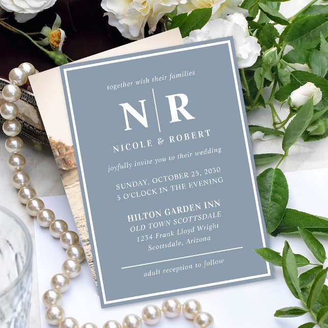 Invitación Elegante Boda Monograma Novia Y Groom Iniciales (Subido por el creador)