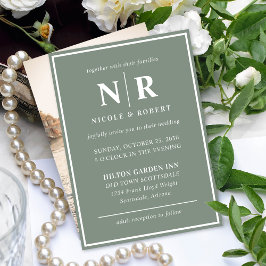 Invitación Elegante Boda Monograma Novia Y Groom Iniciales